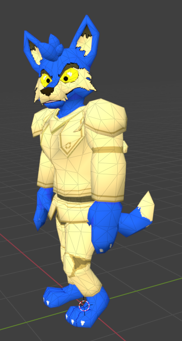 Low poly Jeran wearing his armour in a casual pose.